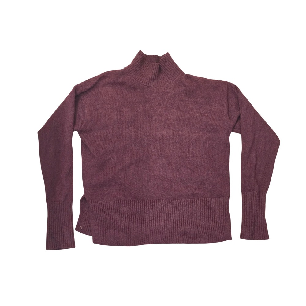 Banana Republic Perfectly Soft Turtleneck Sweater Burgundy Ribbed Mock Neck S